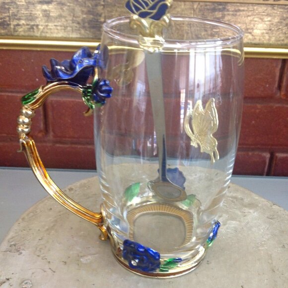 Duoqian 18oz Glass Flower Tea Cup/Coffee Mug - Picture 3 of 5